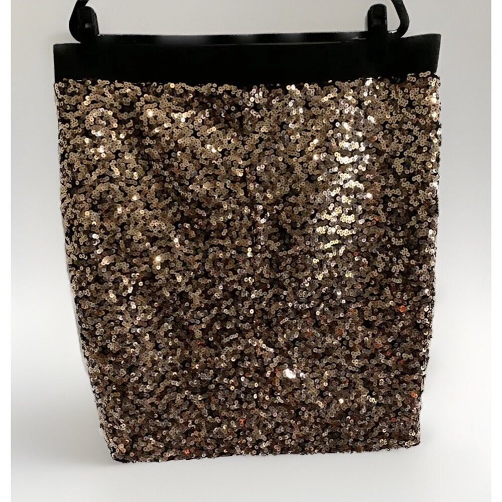 Torrid Black Gold All Over Sequin Mini Skirt Womens 2X Glam Holiday Party Disco